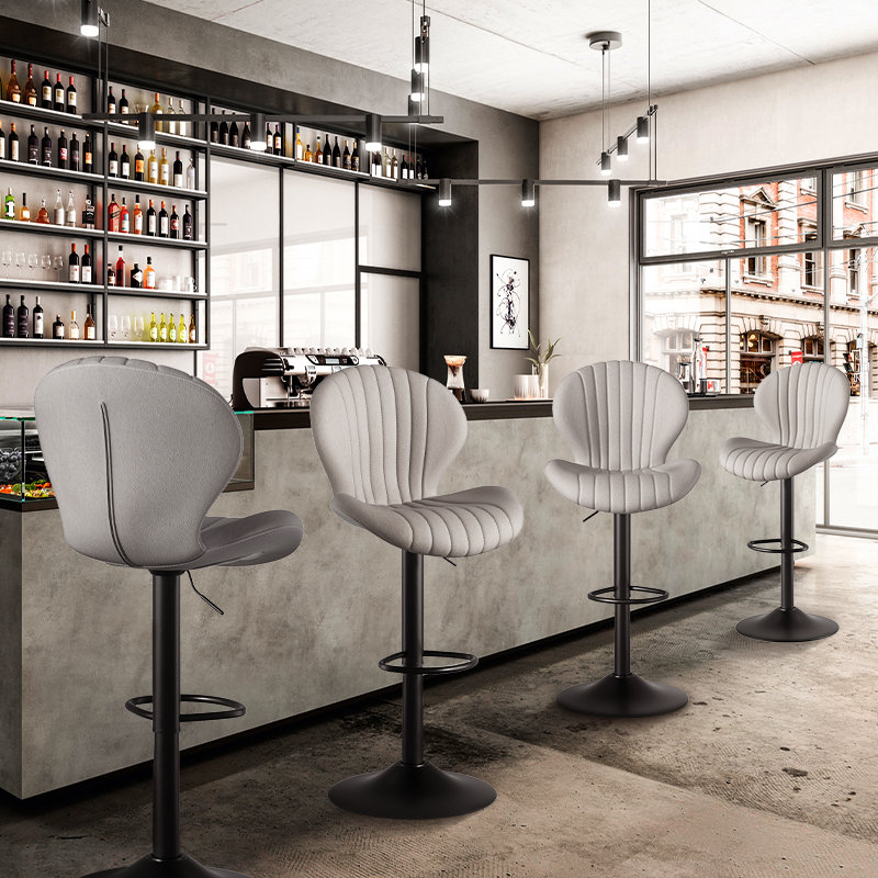 Modern Adjustable Swivel Barstools, Set of 2, Light Gray