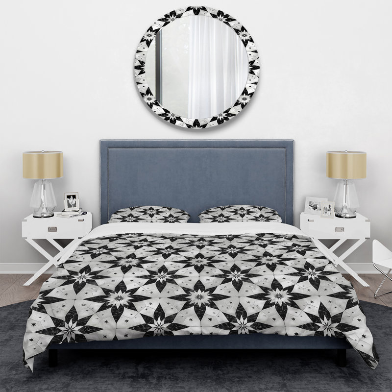 Ensemble de housse de couette moderne noir et blanc Modern Stars II, Housse de couette très grand + 2 très grandes ta