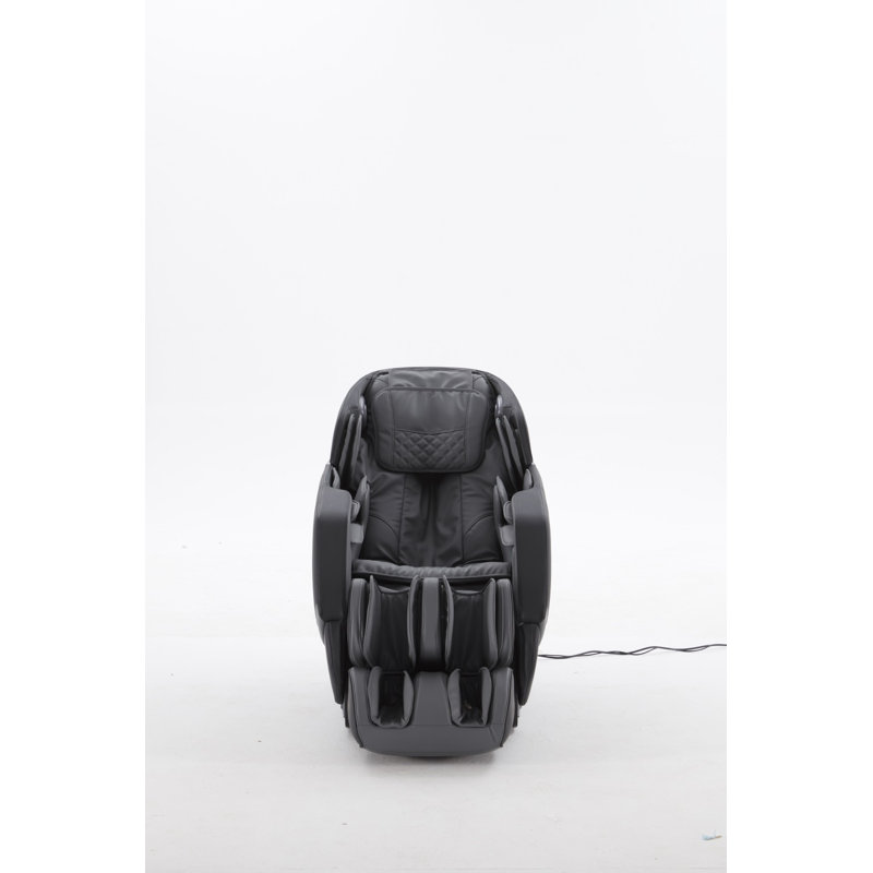 Faux Leather Heated Massage Chair, Black Faux Leather