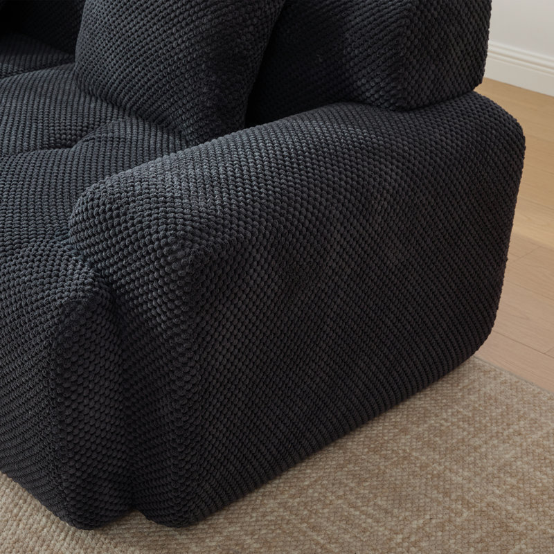 73" W Upholstered Modular Foam-filled Loveseat, Charcoal