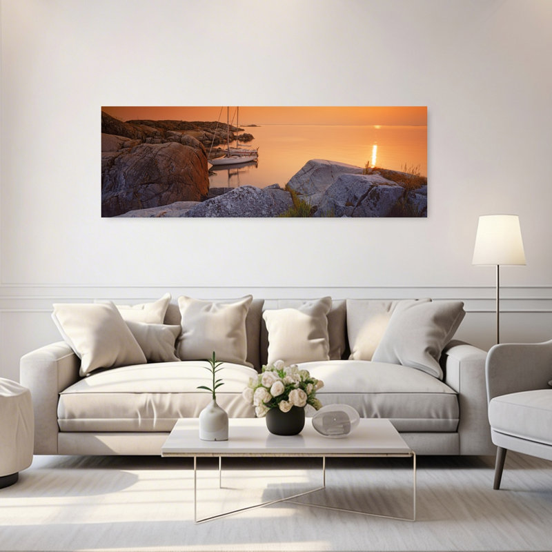 Sailboats on the coast Lilla Nassa Stockholm Archipelago Sweden 1 Piece Wrapped Canvas Panoramic Wall Art
