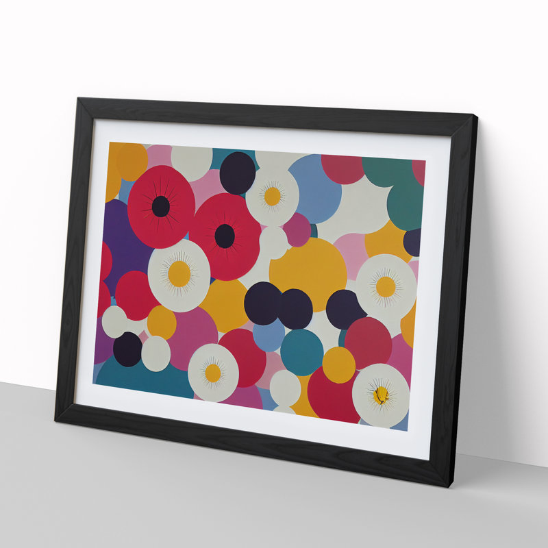 Majestic Abstract Flowers - Single Picture Frame Print, 46cm H x 64cm W x 2cm D, Black
