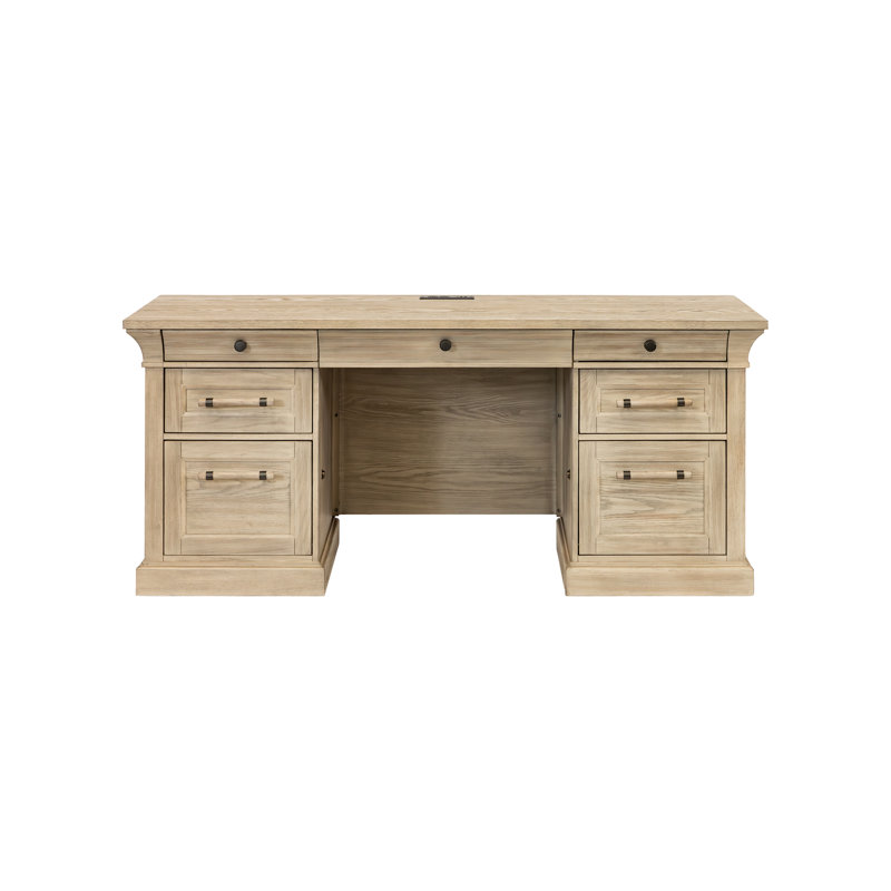 Bureau de direction traditionnel en bois, crédence de bureau de rangement, entièrement assemblé, brun, Brun