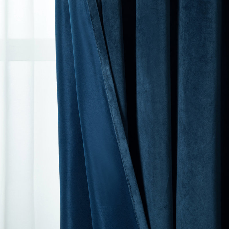 Rumson Crushed Velvet Eyelet Sheer Curtains Pair, Blue, 228cm x 228cm