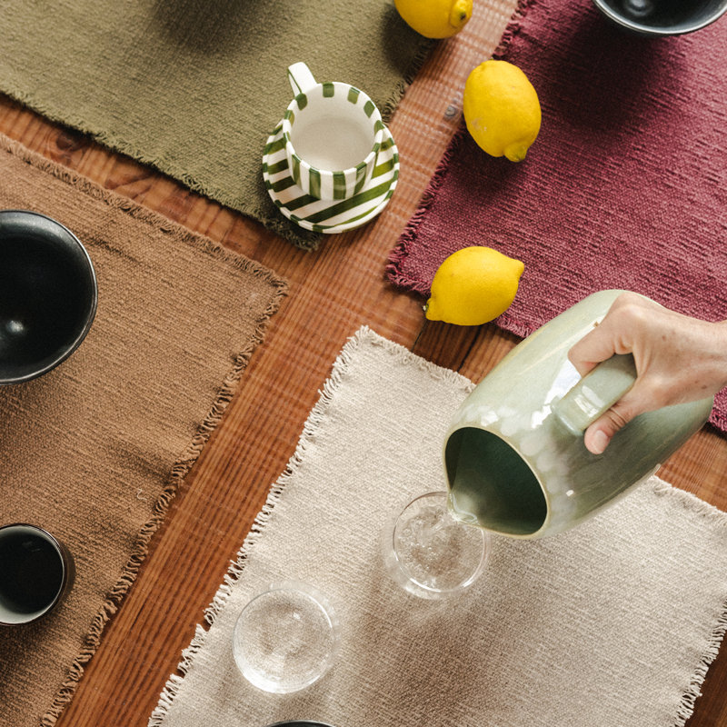 Cotton Rectangle Placemat Set, Kaki