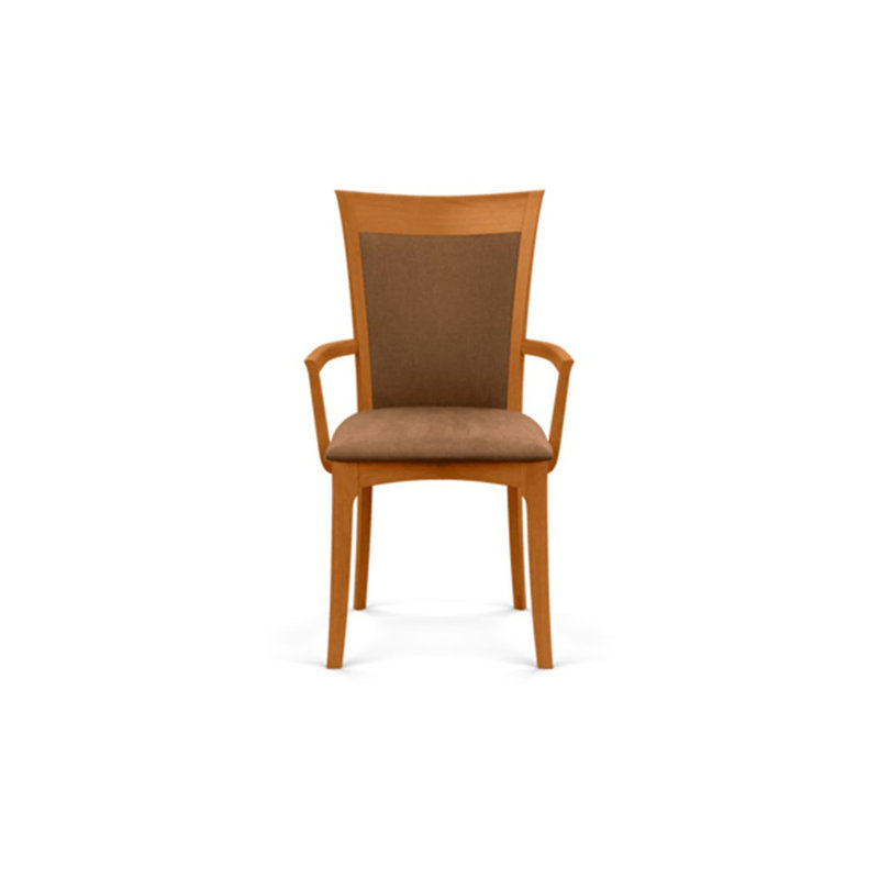 Morgan Upholstered Arm Chair, Natural Cherry, Microseude Onyx