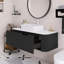 Meuble-lavabo mural de 48 po de couleur grain de bois avec bords arrondis et conception rayée, armoire de rangement avec 2 tiroirs, lavabo rectangulaire en céramique blanche.-270837820