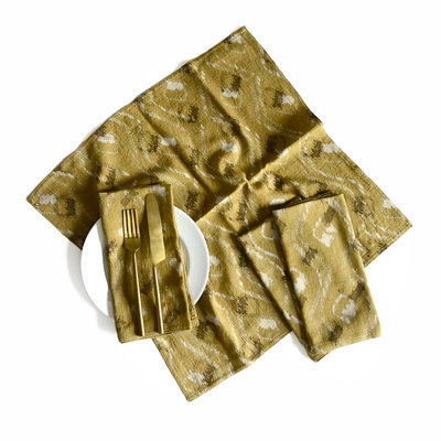 Yellow Cotton Dining Napkins, Sustainable Table Linen