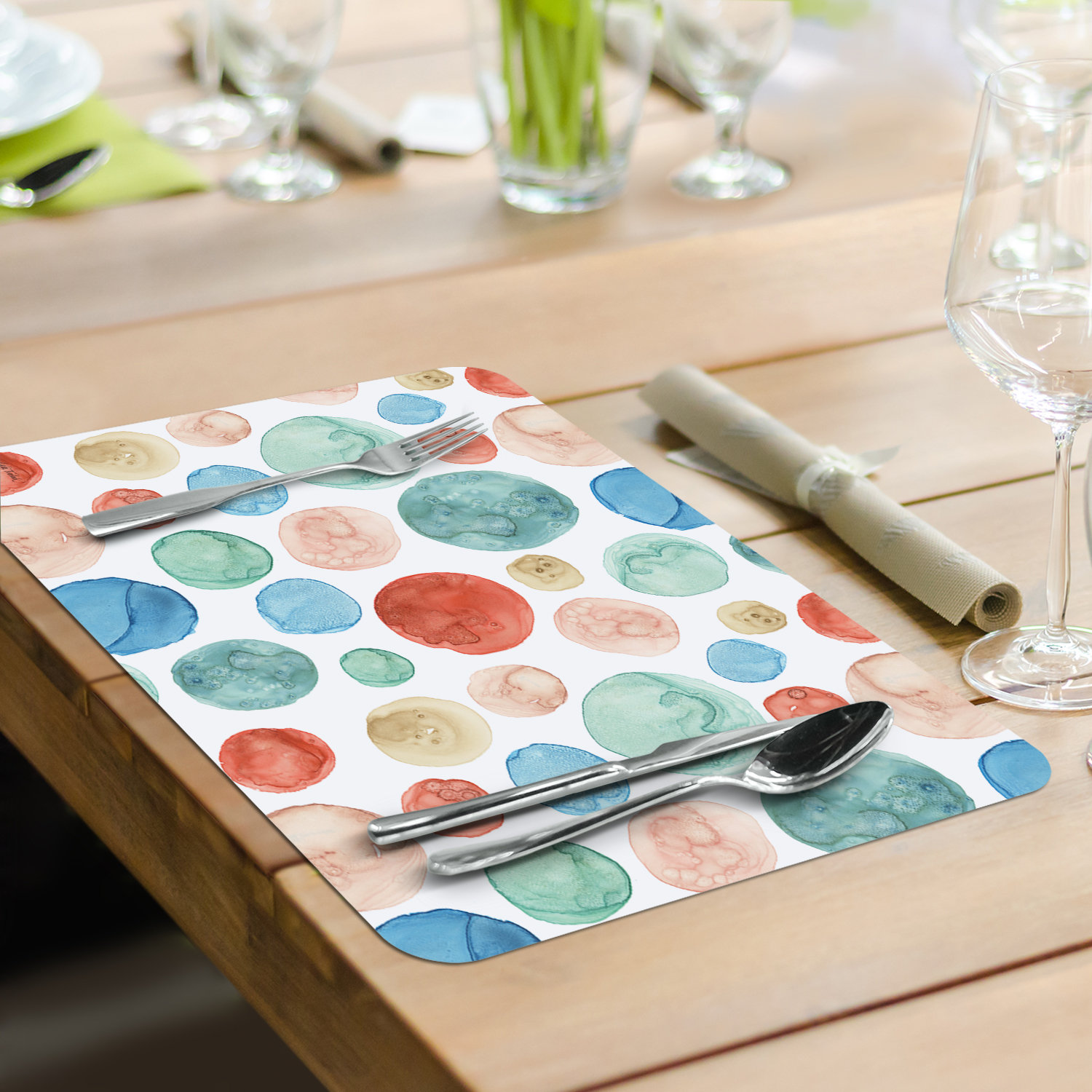 CounterArt Color Patterned Reversible Rectangular Easy Care Placemats