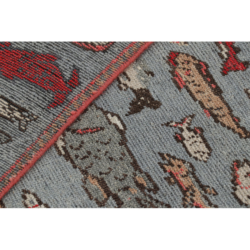 Burano Hand Knotted Wool Animal Print Area Rug, Runner 3' x 10'