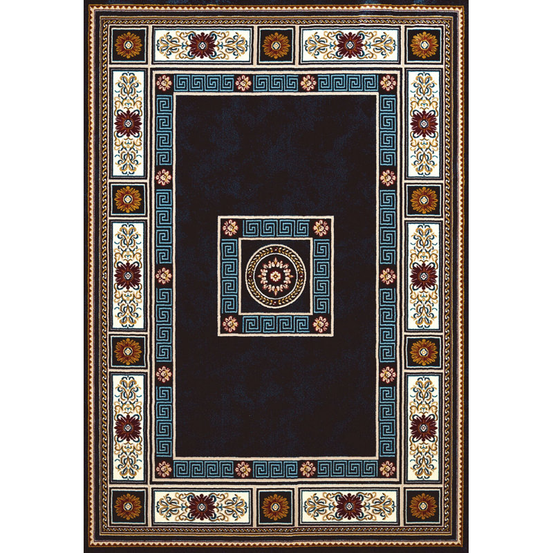 Tapis bleu/brun zone Ravenstein, 5 pi 3 po x 7 pi 2 po