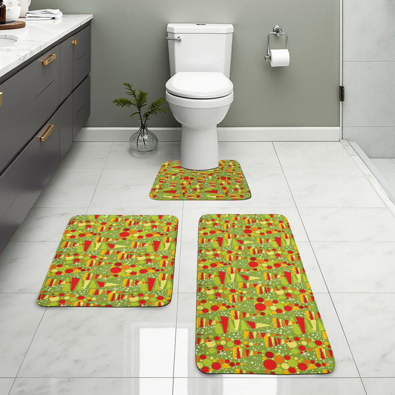  Multicolore tapis de salle de bain en forme de U et tapis rectangulaires Christmas Tree