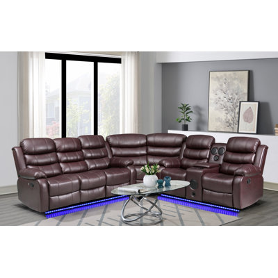 Bracyn 3 - Piece USB Vegan Leather Reclining Sectional with Sound System by Brayden Studio