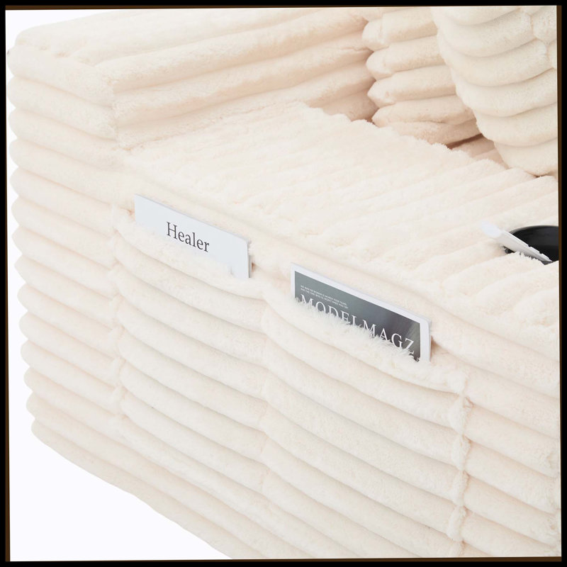 Très grand canapé sans siège à quatre places avec porte-gobelet et poches latérales, canapé-lit rembourré en velours côtelé avec 3 coussins, 2 coussins lombaires. Salon, chambre à coucher, sans assemblage, matériau respirant