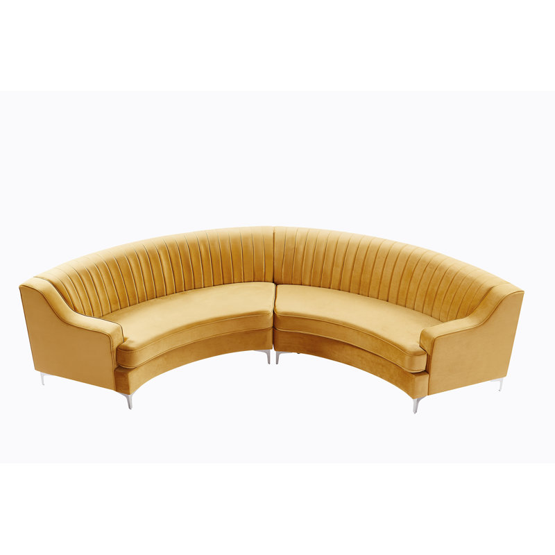 Canapé en velours 140,94 po Brendle, Velours doré
