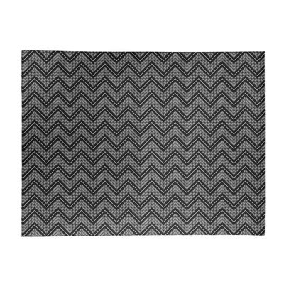 Tapis blanc/noir à chevrons à main