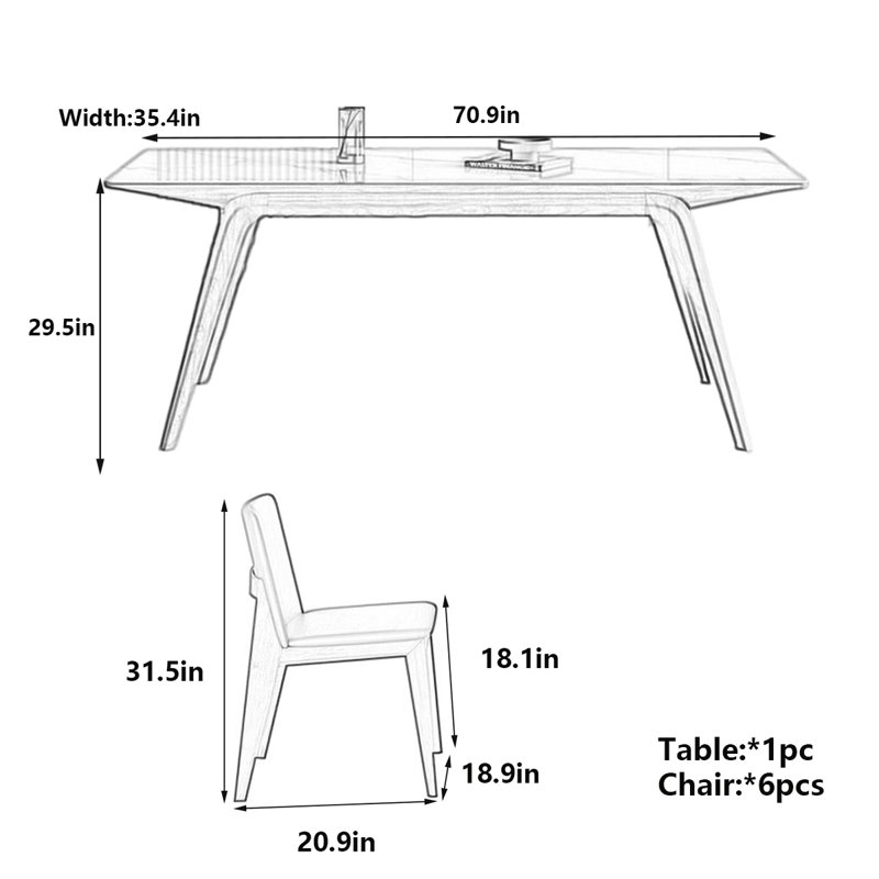 Table de salle à manger Shiny Rock Board, H 29,5 po x L 70,9 po x l 35,4 po