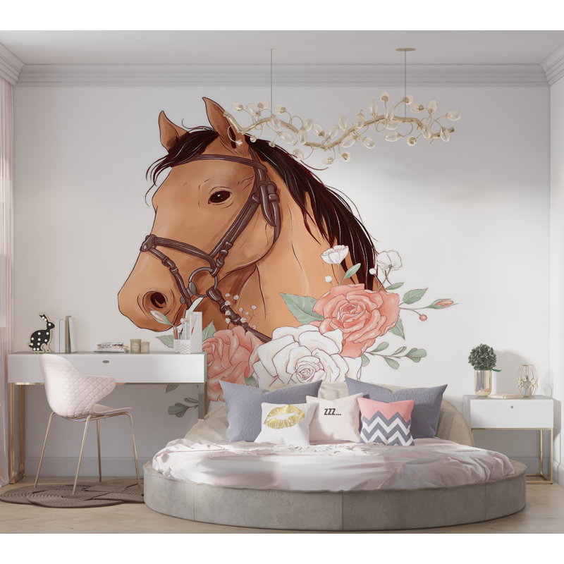Murale pelez et collez de qualité supérieure - Rose équestre, L 96 po x l 120 po