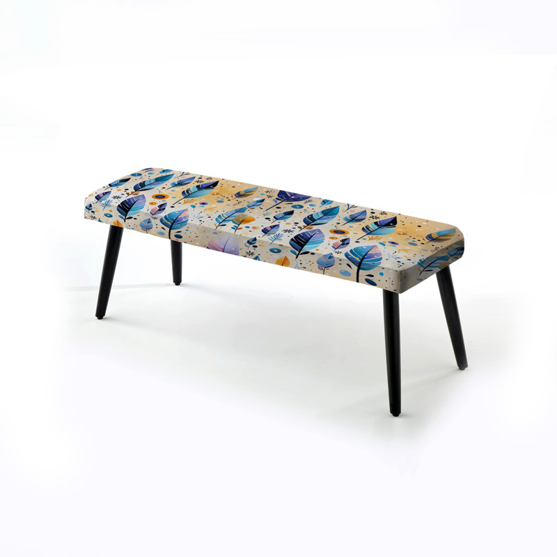 Banc rembourré noir Boho, Motif de paysage de rêve tribal de style bohème