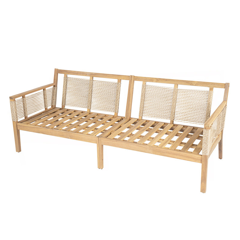 Canapé d'extérieur en bois d'acacia à 3 places pour la terrasse