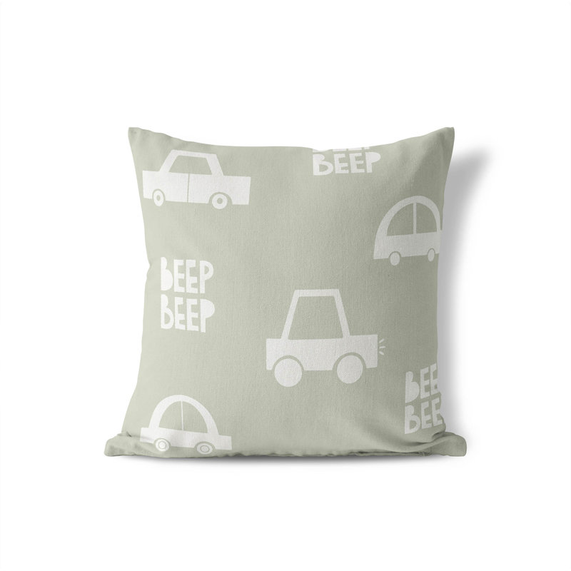 Coussin Beep, H 18 po x l 18 po, Vert pâle / ivoire