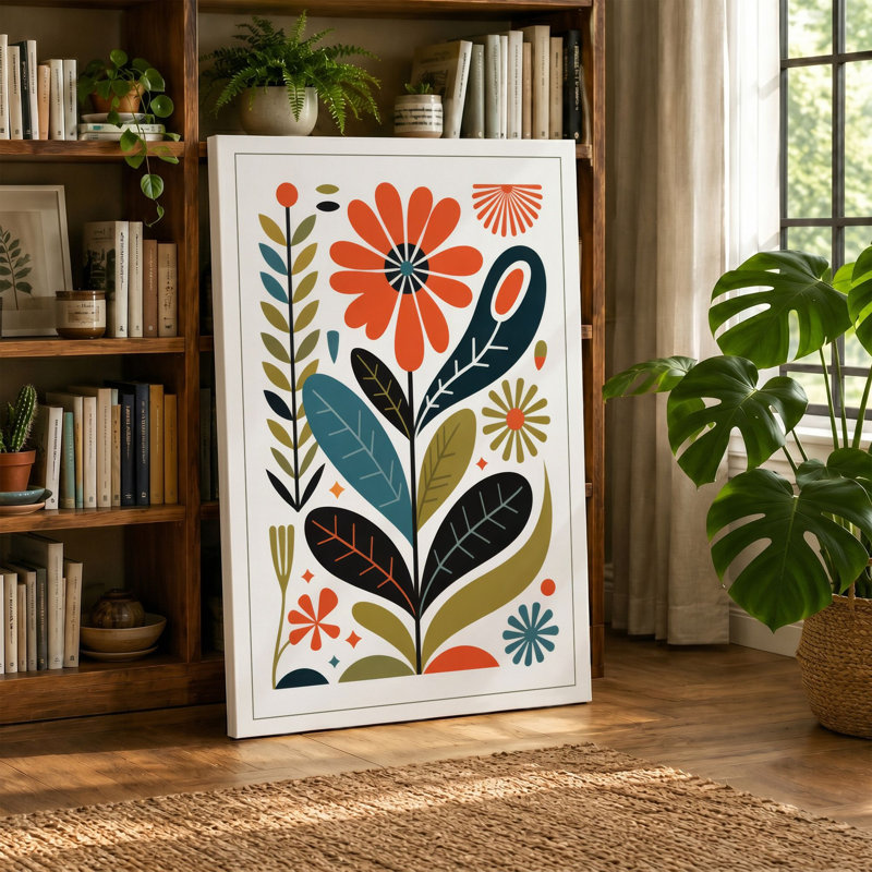 Garden Symmetry Botanical - Wrapped Canvas, 36x24 - 91.4 x 61.0 cm, White Border