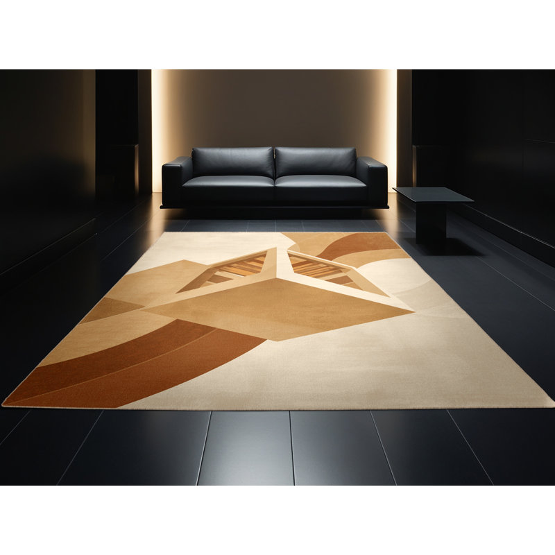 Machine Washable Parlin 3D Printer Modern & Contemporary Rug in Beige – Beige Binding, 8x12