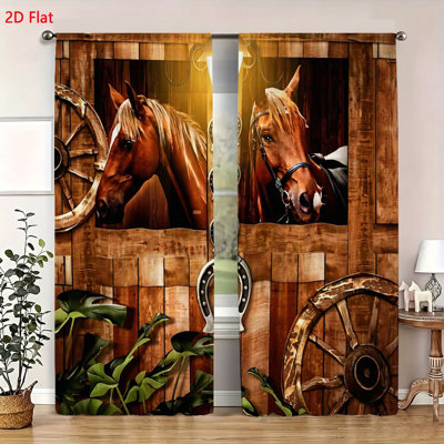Ensemble de 2 rideaux de fenêtre rustiques de style champêtre Western