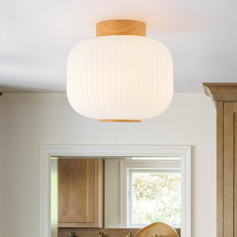 Plafonnier encastré 1 lumière à intensité variable l 10 po Pritee , En bois