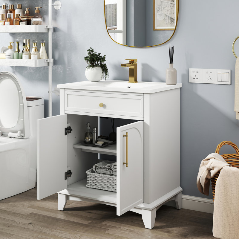 Meuble-lavabo 28 po avec comptoir en céramique, Blanc