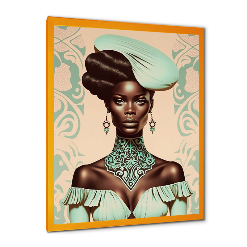 «Clennell Beautiful Retro African American Model II», reproduction sur toile, H 20 po x l 12 po x P 1 po, Encadrement doré
