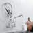 Kitchen Faucet Deck Mount With Pre-Rinse Sprayer 21" Height Kitchen Sink Faucet 8 Inch Center With 10" Add-On Swing Spout Faucet & Coiled Spring Pull Down Spray