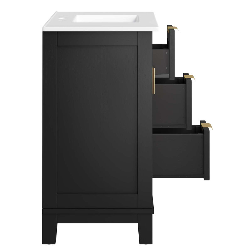 Modway 36'' Free Standing Single Bathroom Vanity with Ceramic Top, White