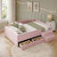 Structure de lit double rembourrée pleine grandeur avec 2 tiroirs de rangement, mélange de velours rose et velours côtelé pour chambre d'enfant-1760762112-1760762119
