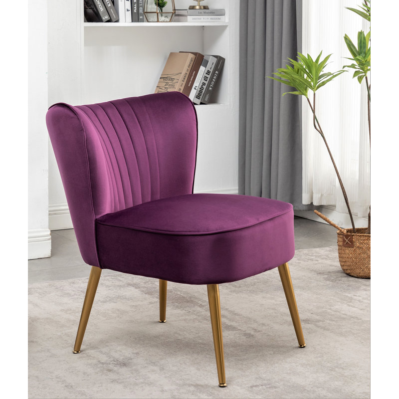 Upholstered Slipper Chair, Purple