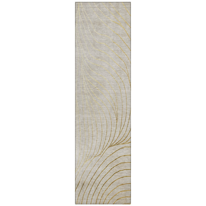 Machine Washable Indoor/Outdoor Xhevrie Beige Rug, Runner 2'3" x 7'6"