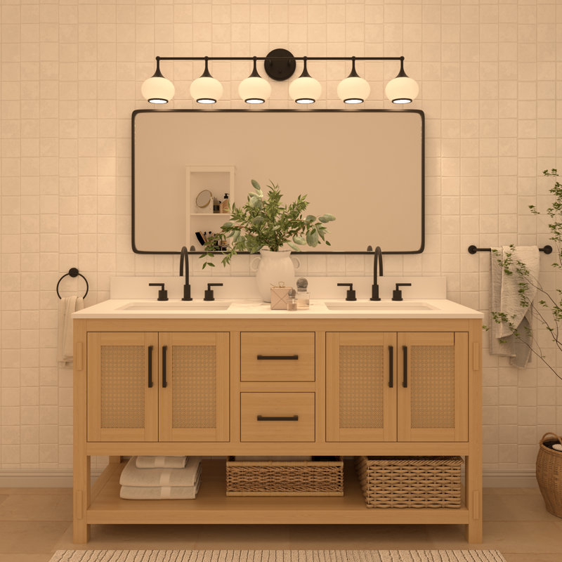 6 - Light Dimmable Vanity Light, Matte Black
