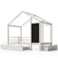Lit simple avec tableau noir et tiroirs, deux options d'assemblage, blanc