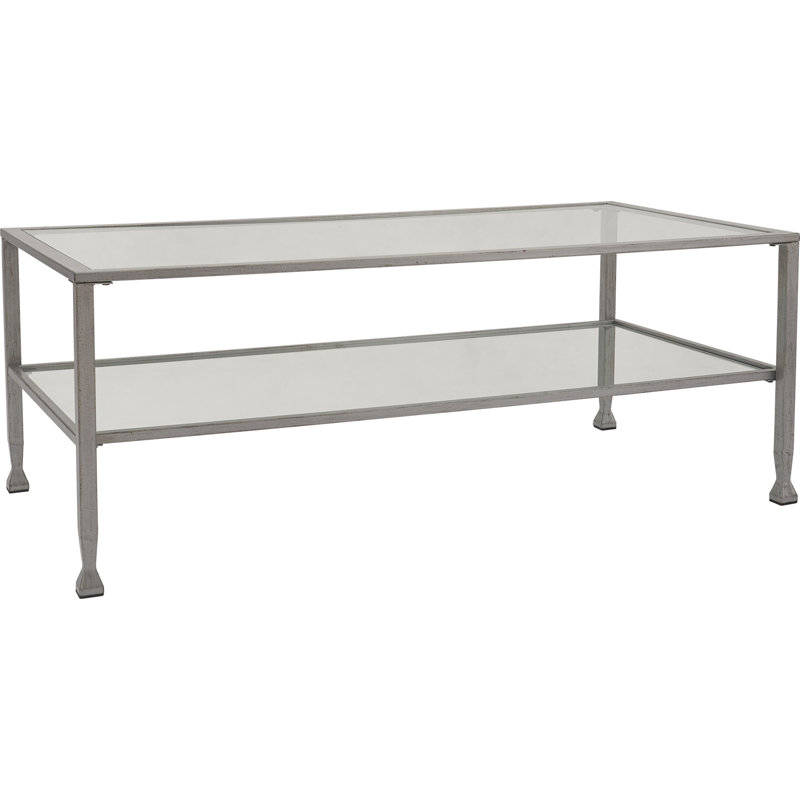 Maddox Rectangular Silver Glass and Metal Coffee Table