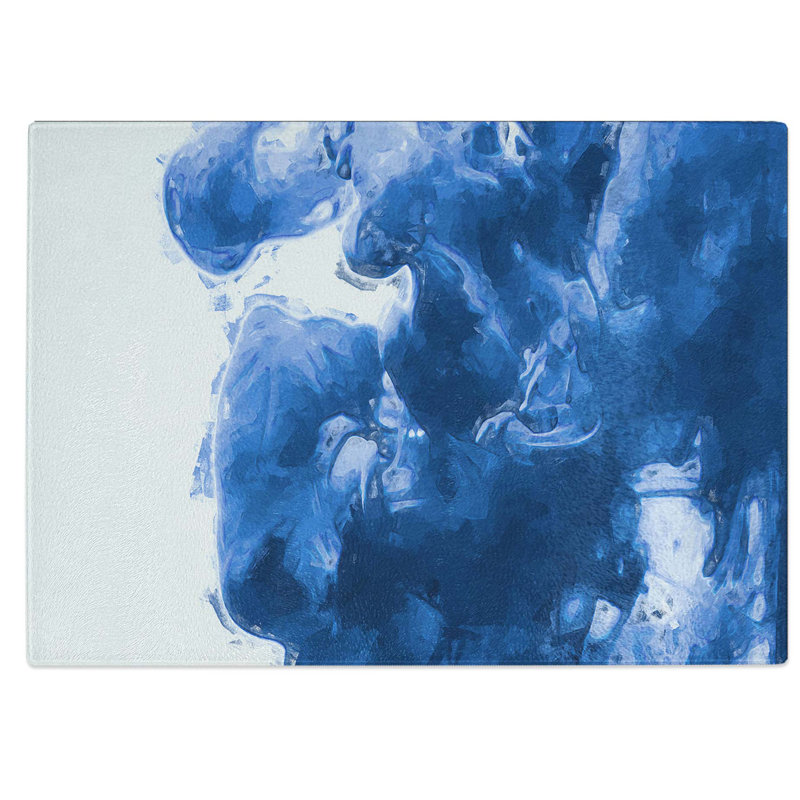 Tempered Glass Velvet Blue in Abstract Chopping Board, 28.5 cm W x 20 cm L