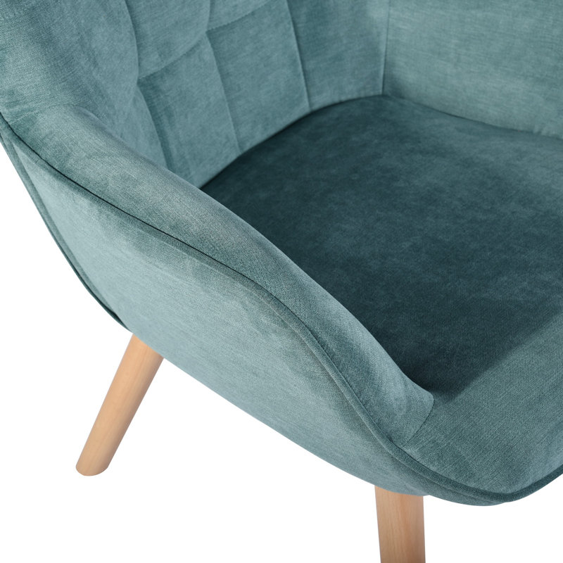 Drucker 68cm Wide Tufted Wingback Chair, Aqua Fabric