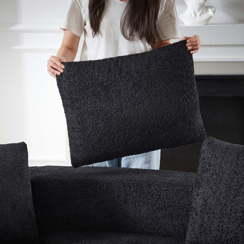 Ensemble de canapé modulaire en chenille sans assemblage requis, Noir