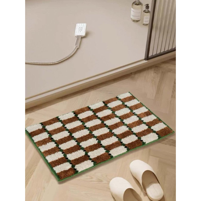 Tapis pour salle de bain Retro Checker, Brun