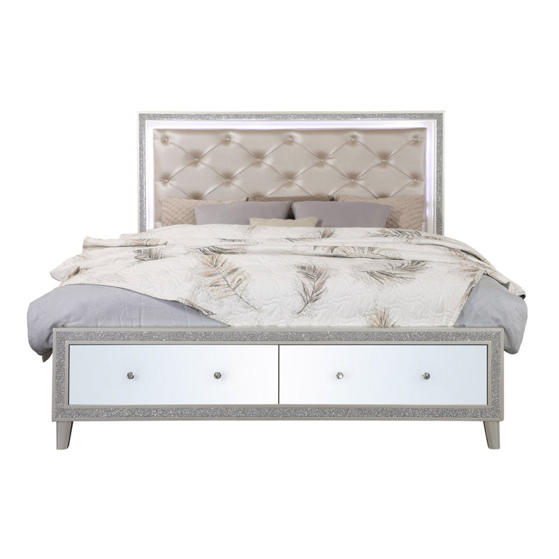 Lit plateforme tapissier avec rangement Coutee, Grand