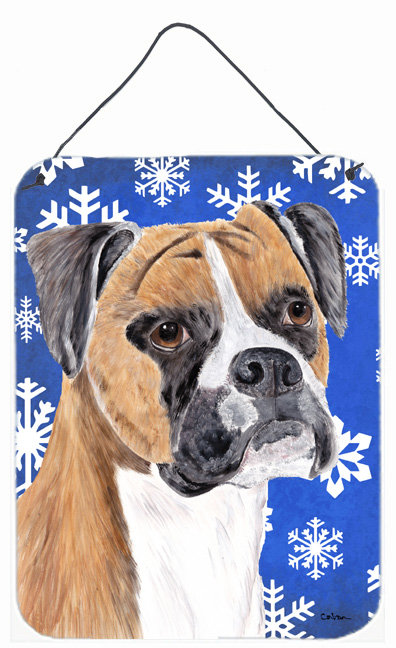 Impression sur plaque de noël winter neiges, Boxer (brun et blanc