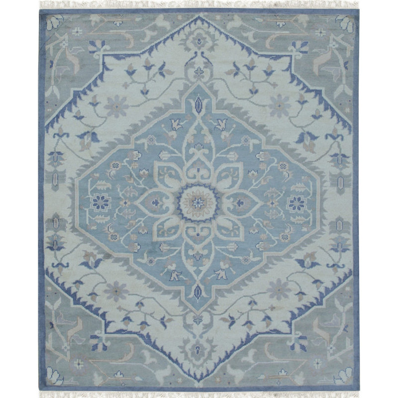 Hand Knotted Wool Floral Area Rug, 10' x 14'