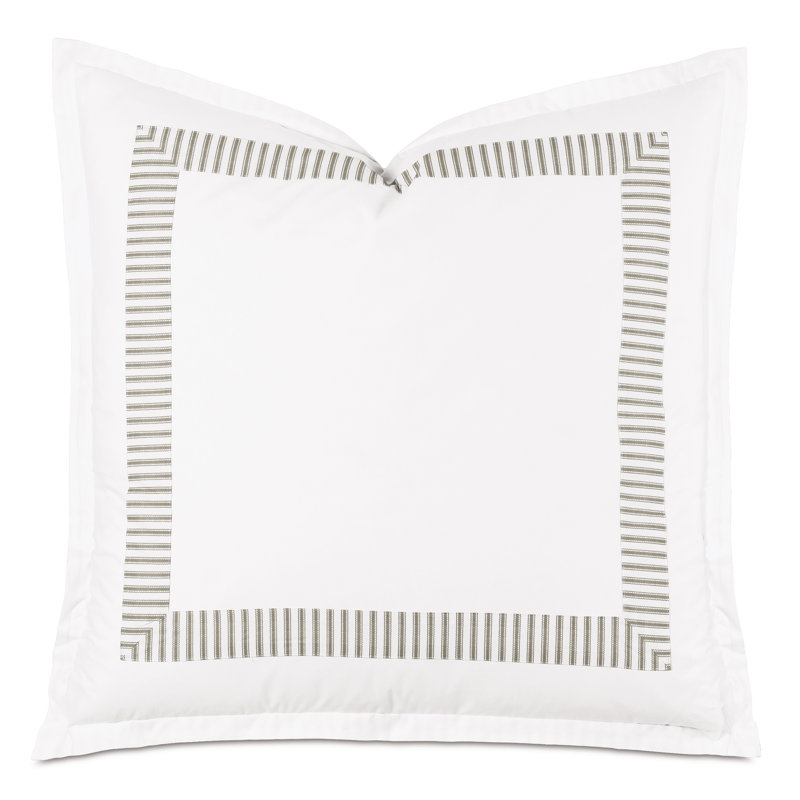 Blass Ticking Cotton Striped Sham by Alexa Hampton, Euro, Fawn