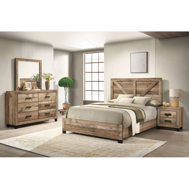 Biloxi 4-Piece Bedroom Set – Queen Size Bed with Dresser, Mirror and Nightstand, Queen