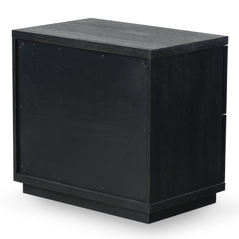 Deziree Wood 2 Drawer Nightstand, Black
