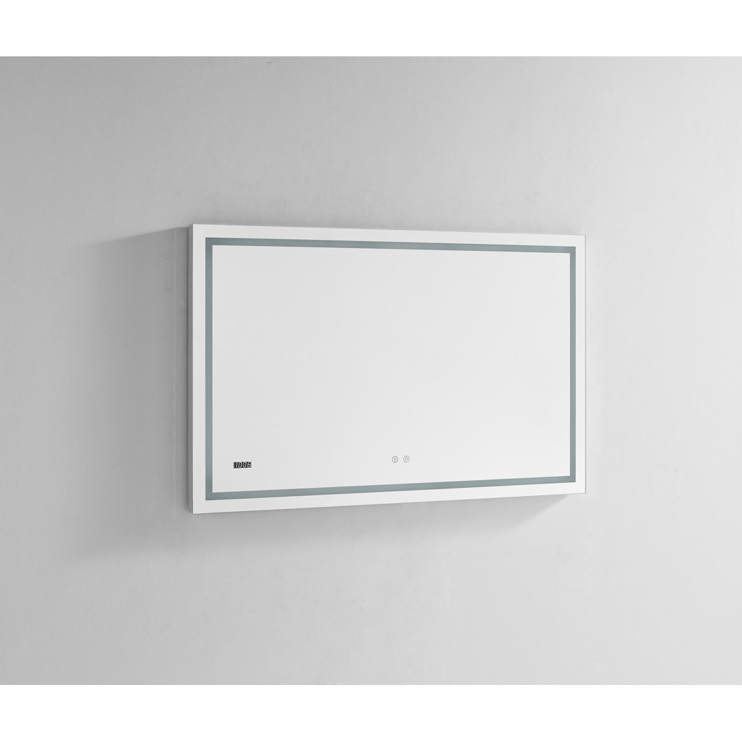 AQUADOM Daytona LED Wall-Mount Mirror for Bathroom with 3 Color Lighting, Touch Control, Dimmer and Defogger, Digital Clock AQUADOM 